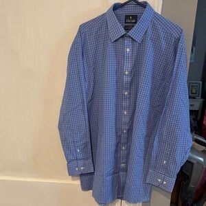 Stafford Men's Blue Gingham Dress Shirt
